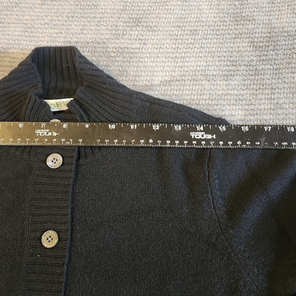 Orvis Cashmere Button Up Cardigan Sweater M Medium Black Mock Neck Long Sleeves, - Picture 3 of 7